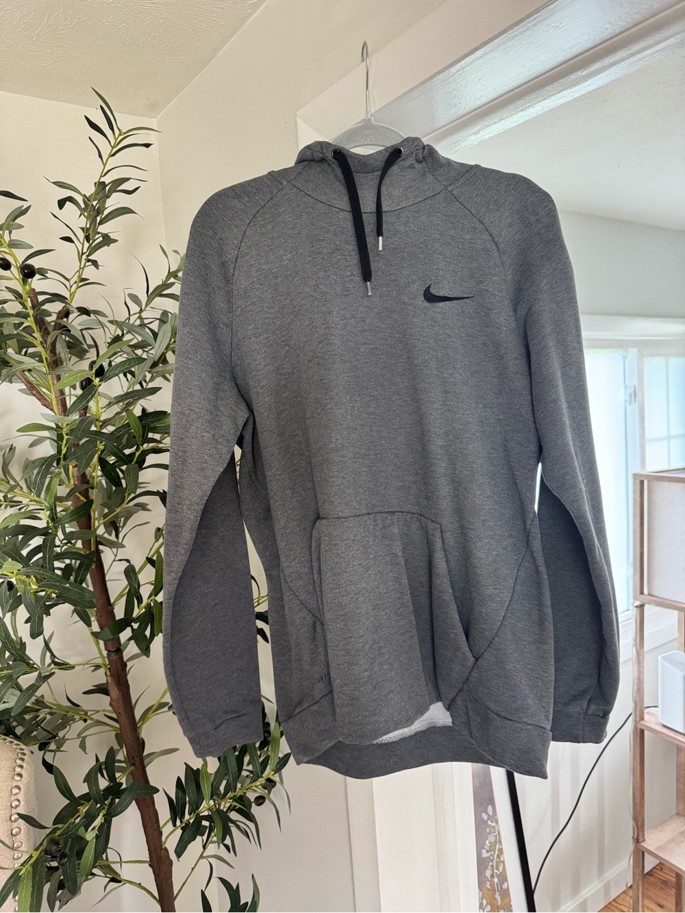Nike Gray Pullover Hoodie with Black Swoosh